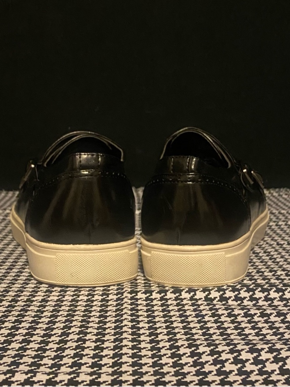 New York & Company Black Leather Double Monk-Style Slip-On Sneakers - Picture 4 of 11